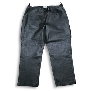 JL Studio Pants Womens 22WP Black Leather Plus Size Button Zip Biker Moto Goth